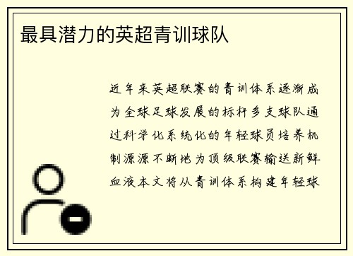 最具潜力的英超青训球队